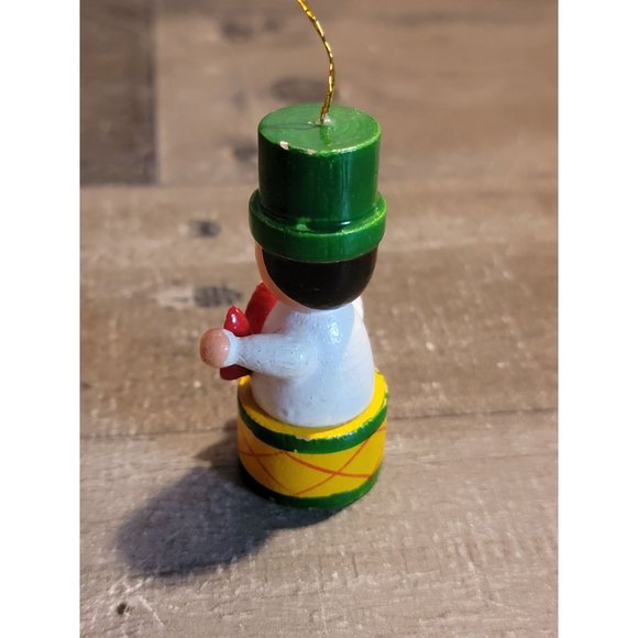 Vintage wooden green Boy drum Xmas ornament decor - Picture 4 of 5